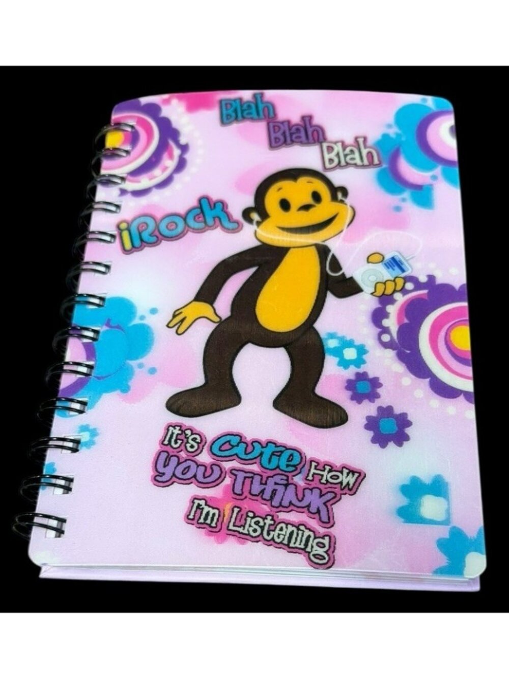 Yo Girl 2008 Spiral Bound Notebook Monkey w/ iPod 2000s Pretzel iRock EFX Floral